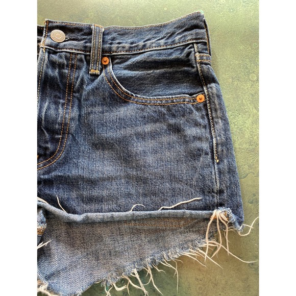 Levi’s 501 shorts cut offs blue jean denim button fly 100% cotton size w26 - Picture 3 of 9